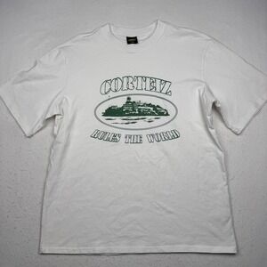Corteiz Shirt Mens Large White Rules The World Graphic T-Shirt Tee Streetwear